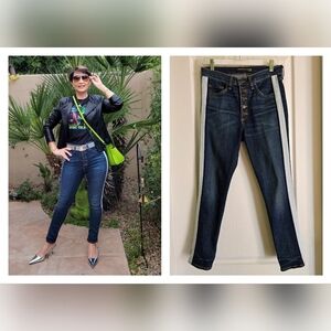 EUC Veronica Beard Skinny Dark Wash Denim Jeans with Side Stripes, Size 28